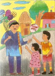 balloon seller by Urmi Patel (Om drawing classes)